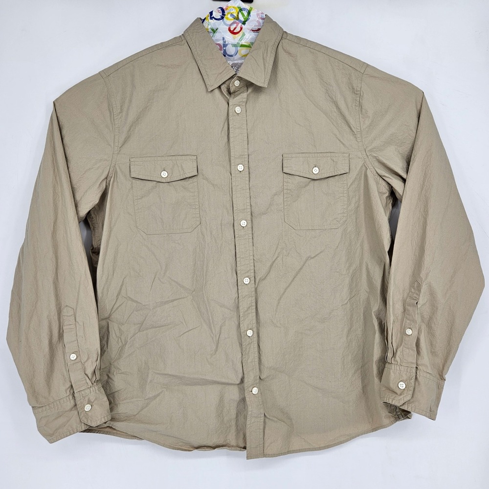 Vince Shirt Mens XXL Button Up Casual Preppy Long Sleeve Tan Cotton